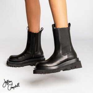 NWOT Jeffrey Campbell Women's Tanked Chelsea Boot in Black